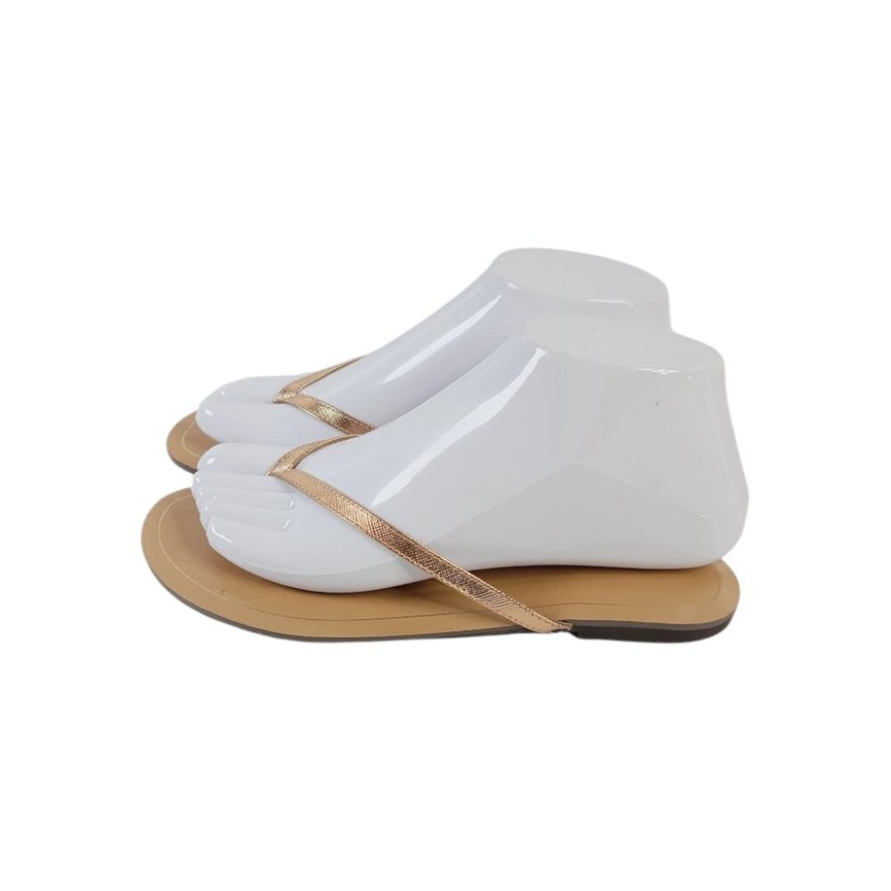 Banana Republic Women's Bronze Lovely Leather Slip-On String Thong Sandal Sz‎ 6M